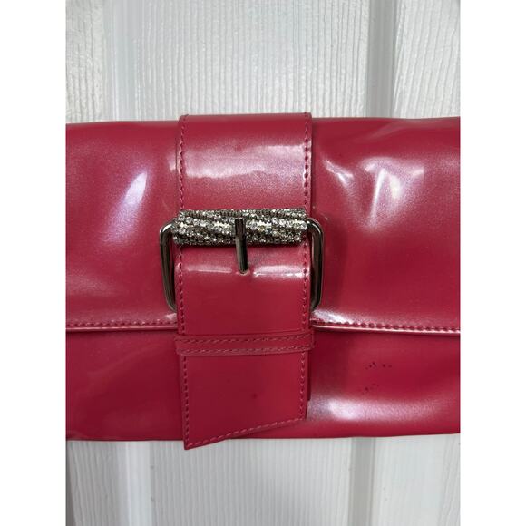 Kenneth Cole Reaction Hot Pink Handbag with Rhinestone Buckle Chain Strap - Picture 3 of 10